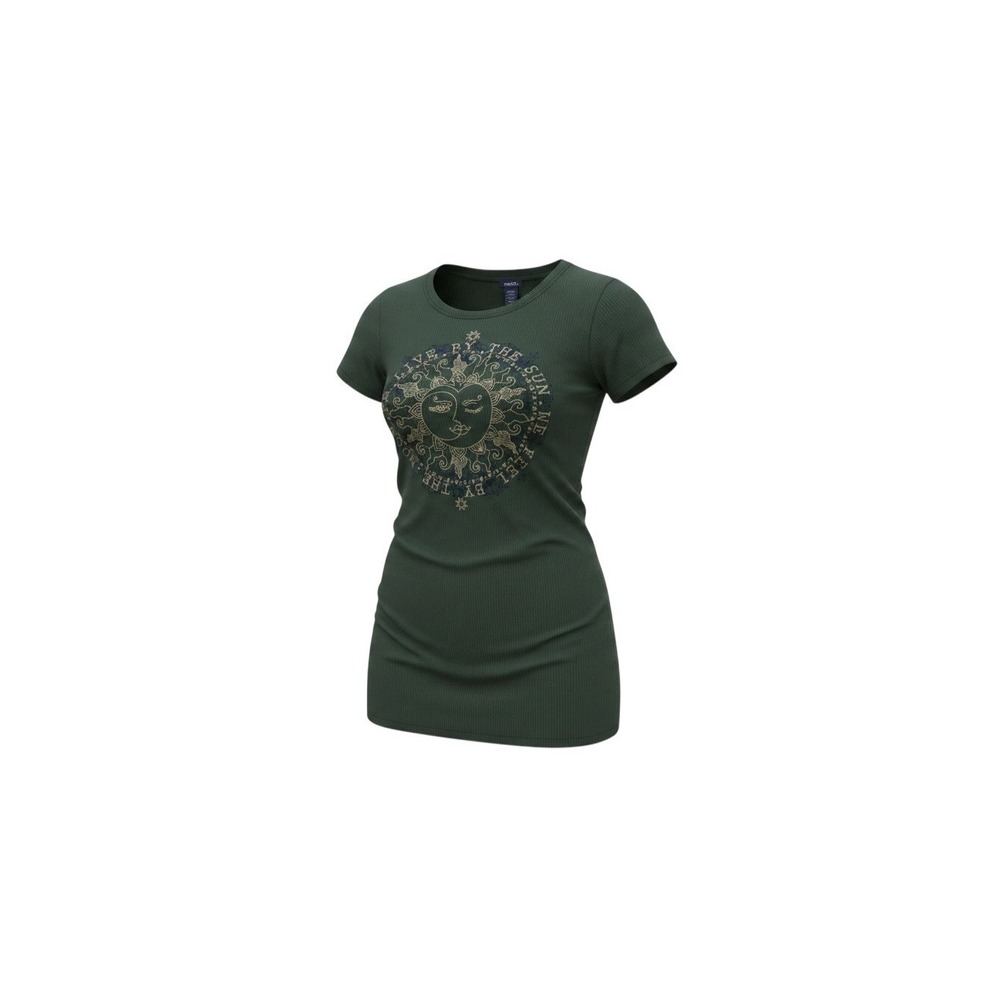 rue21 Graphic Tee Womens Medium Green Ribbed Sun Moon Short Sleeve
